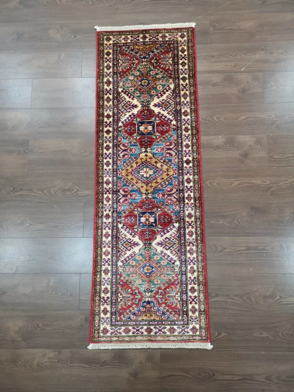 Handmade Fine Afghan Qazak (Kazak) Runner - Image 2