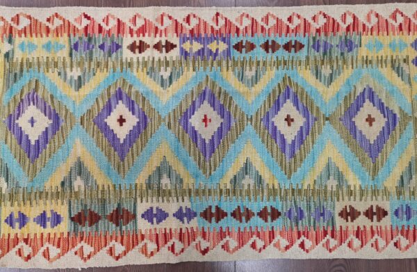 Handmade Afghan Kilim Short Runner - Image 4
