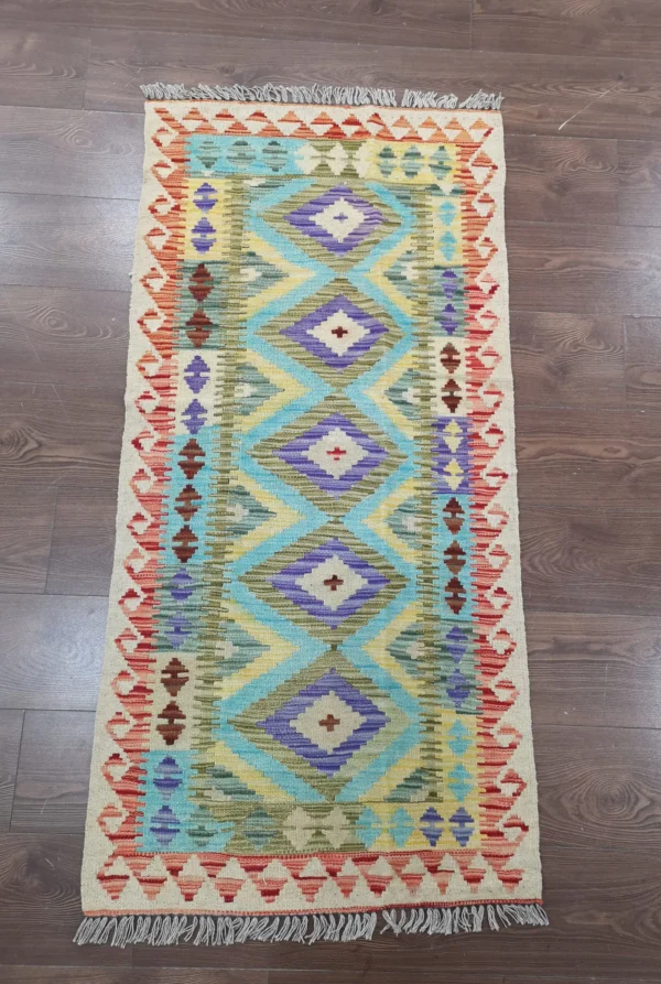 Handmade Afghan Kilim Short Runner - Image 5