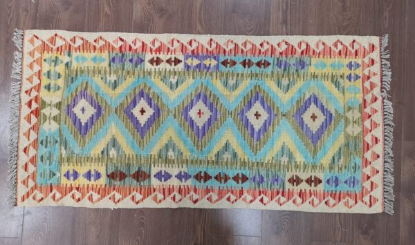 Handmade Afghan Kilim Short Runner