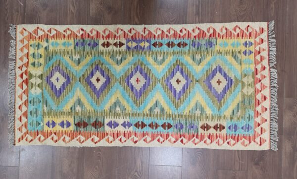 Handmade Afghan Kilim Short Runner - Image 6