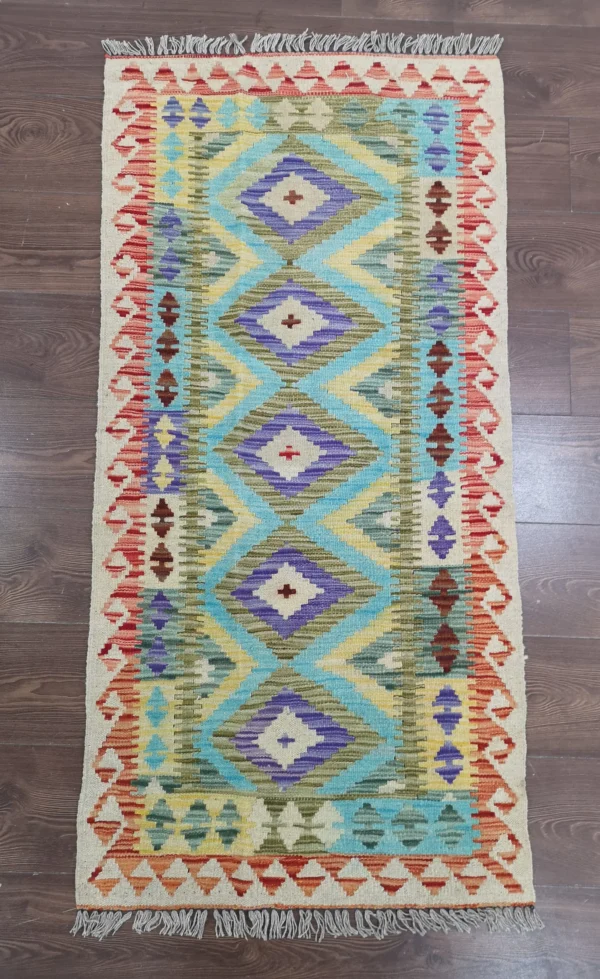 Handmade Afghan Kilim Short Runner - Image 7