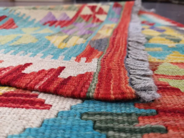 Handmade Afghan Kilim Short Runner - Image 2