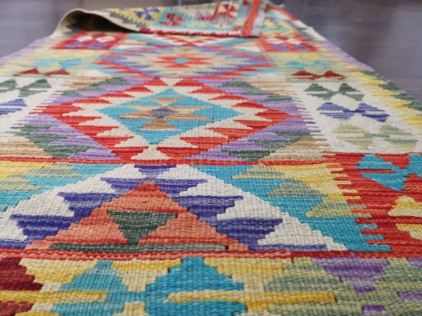 Handmade Afghan Kilim Short Runner - Image 3