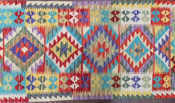 Handmade Afghan Kilim Short Runner - Image 4