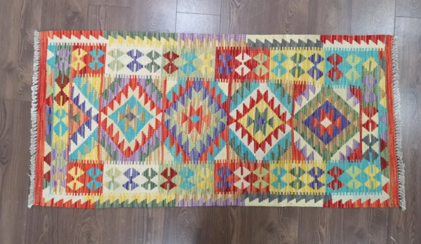 Handmade Afghan Kilim Short Runner
