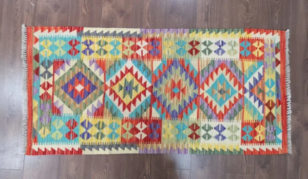 Handmade Afghan Kilim Short Runner - Image 6