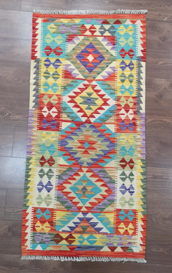 Handmade Afghan Kilim Short Runner - Image 7