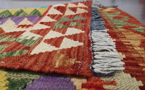 Handmade Afghan Kilim Short Runner - Image 2