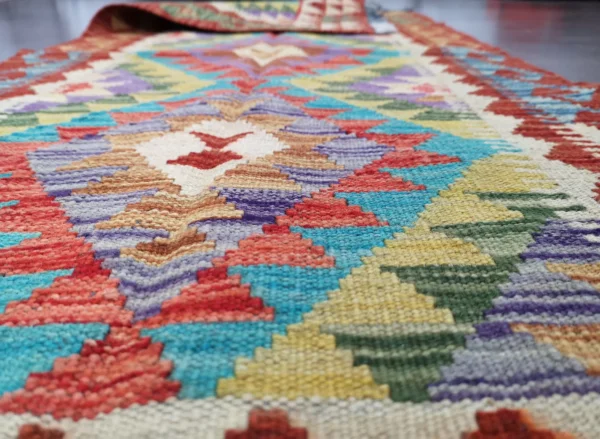 Handmade Afghan Kilim Short Runner - Image 3