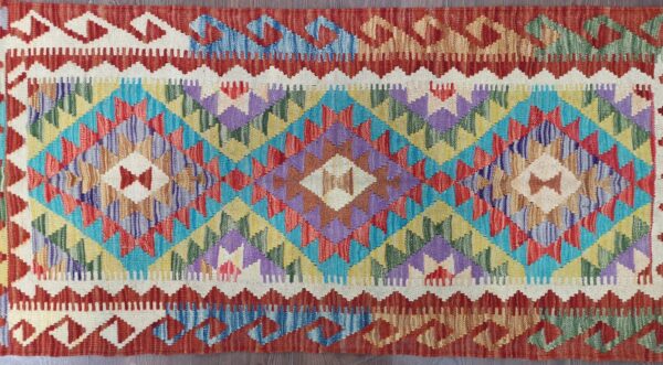Handmade Afghan Kilim Short Runner - Image 4