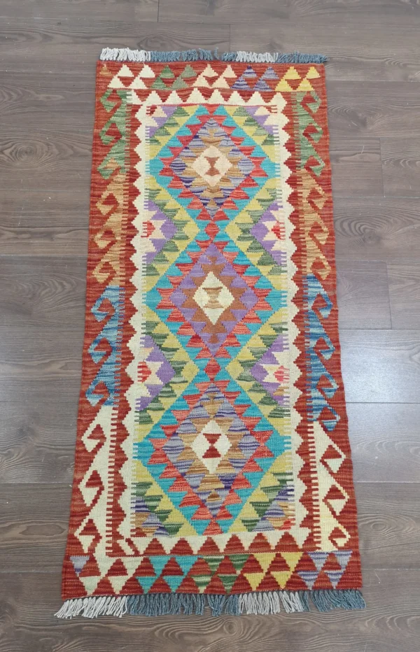 Handmade Afghan Kilim Short Runner - Image 5