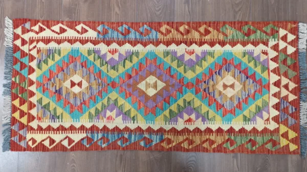Handmade Afghan Kilim Short Runner - Image 6