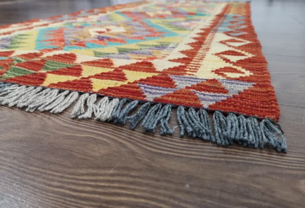 Handmade Afghan Kilim Short Runner - Image 8