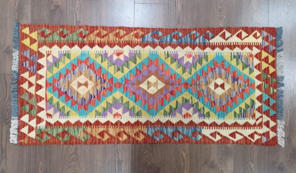Handmade Afghan Kilim Short Runner