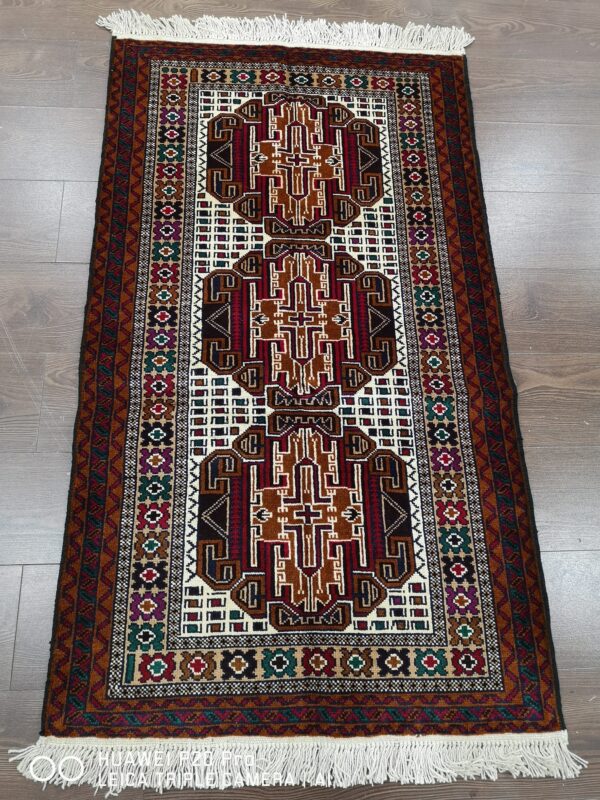 Handmade Fine Afghan Baluchi Rug - Image 2