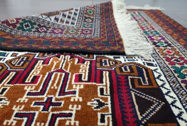 Handmade Fine Afghan Baluchi Rug - Image 3