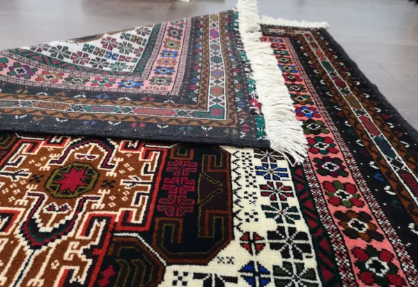 Handmade Fine Afghan Baluchi Rug - Image 5