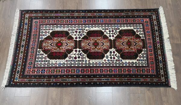 Handmade Fine Afghan Baluchi Rug - Image 7
