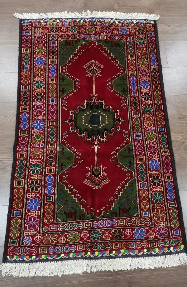 Handmade Fine Afghan Baluchi Rug - Image 3