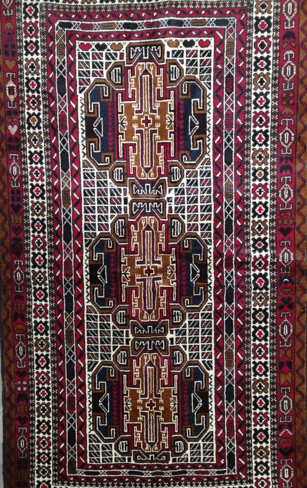 Handmade Fine Afghan Baluchi Rug - Image 3