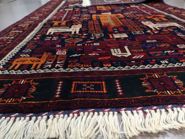 Handmade Fine Afghan Baluchi Rug - Image 5