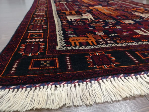 Handmade Fine Afghan Baluchi Rug - Image 7
