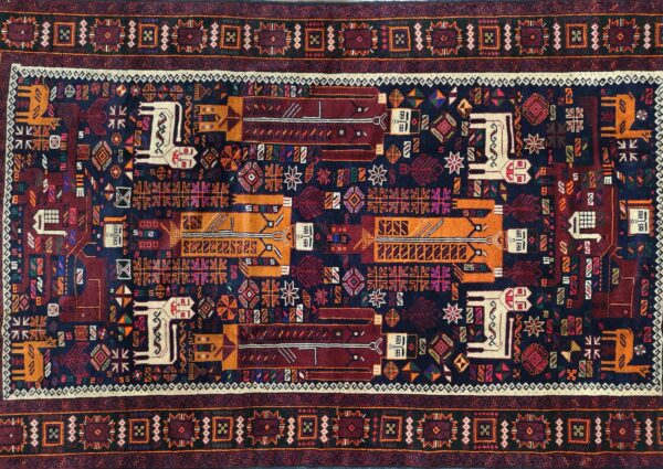 Handmade Fine Afghan Baluchi Rug - Image 6
