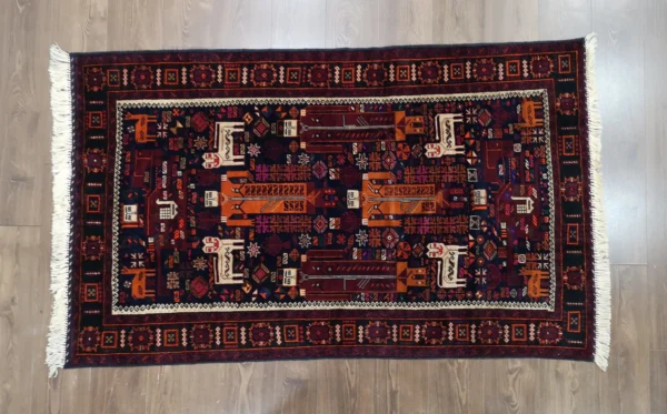 Handmade Fine Afghan Baluchi Rug - Image 2