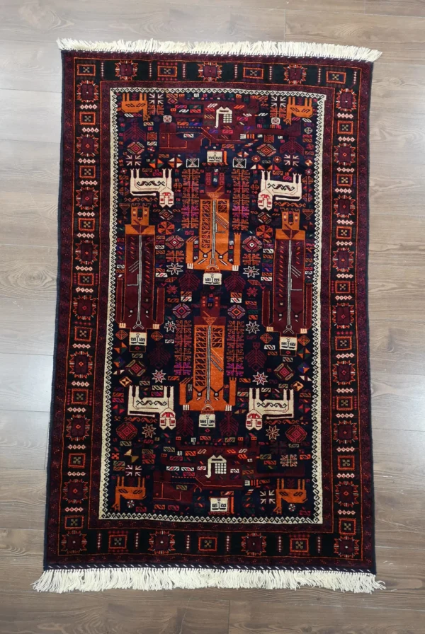 Handmade Fine Afghan Baluchi Rug - Image 4