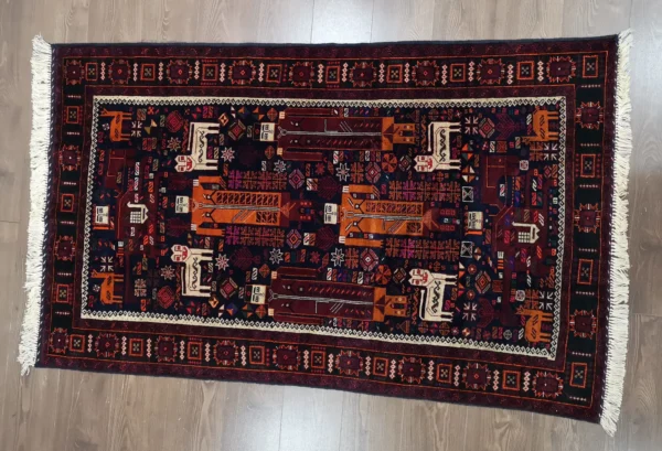 Handmade Fine Afghan Baluchi Rug - Image 8